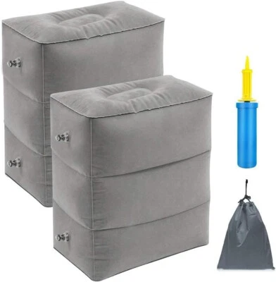 2PK-Juego de almohadas inflables para reposapiés de viaje, almohada de elevación de piernas cama de avión Foto 1 de 4