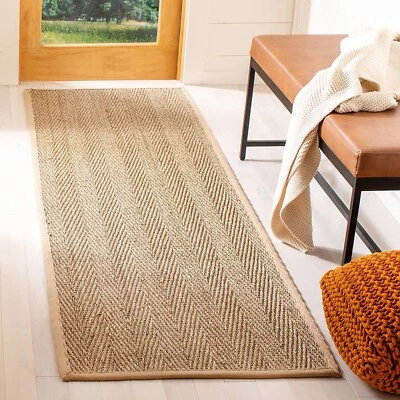 Safavieh Natural Fiber NF115a-26 Herringbone Rug Seagrass w/ Beige edge 2.6'x6' - Image 1 of 2
