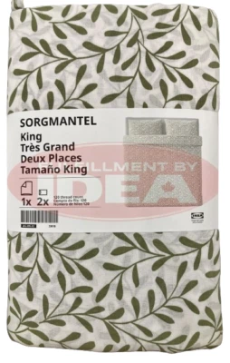 Nuevo edredón y funda de almohada IKEA SORMANTEL blanco verde king 305.495.02 Foto 1 de 3