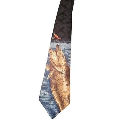 Field & Stream Pesca Peces Deporte Ciencia Animal Vida Silvestre Vestido Cuello Corbata de Seda  Foto 1 de 2