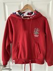England Rugby Hoody Red Sz 12 Rose Embroidered on Front "Live The Rose" on Back