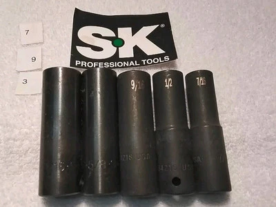 S-K 1/2"5pc. DRIVE DEEP IMPACT SOCKET SET SAE  6pt SET USA 🇺🇸 - Image 1 of 4
