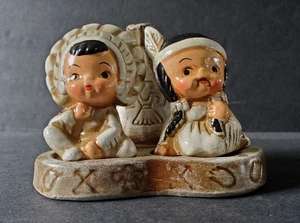 Vintage Souvenir Native American Children Teepee Salt Pepper Ceramic Japan - Picture 1 of 8