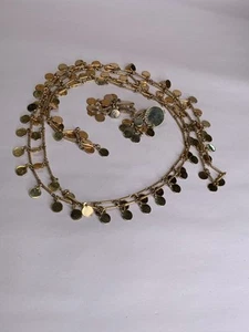 Vtg Vendome Gold Tone Dangle Coin Disks 54”LNecklace 1.5”L Earring Set - Picture 1 of 9