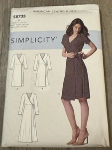 Simplicity S8735 Wrap Dress Miss Size 16-24 Uncut Pattern - Picture 1 of 2