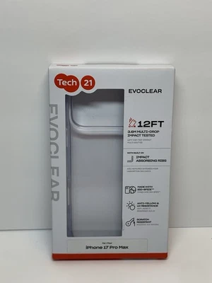 Tech21 EvoClear Case for iPhone 17 Pro Max – Clear, Slim Protective Case ~ NEW - Image 1 of 4