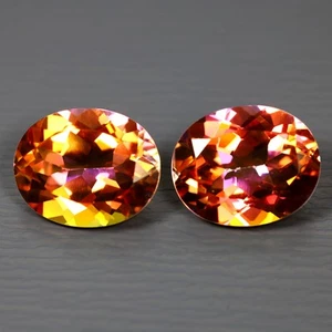 8.13 ct (2pcs) MATCHING PAIR Oval (11 x 9 mm) Multi Twilight Topaz Gemstone - Picture 1 of 2