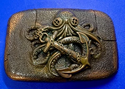 Octopus Anchor Nautical Steampunk Pirate Theme Vintage Brass Tone Belt Buckle - Image 1 of 4