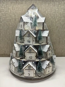 Hobby Lobby Light Up 5 Tier Wooden Village Rotating Advent Calendar Christmas - Picture 1 of 7