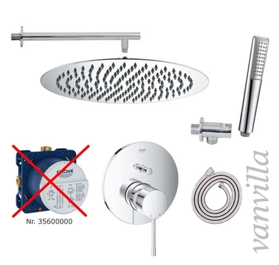 vanvilla Duschset Regendusche mit Duscharmatur Grohe Unterputz GE105ob poliert