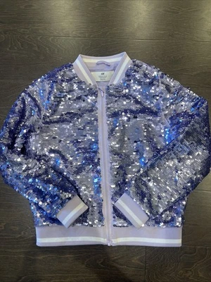 Chaqueta Bomber H&M Niños Niñas Púrpura Lentejuelas Talla US 7 Foto 1 de 4