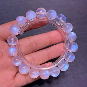11mm Natural Blue Moonstone Strong Light Crystal Beads Bracelet - Picture 1 of 6