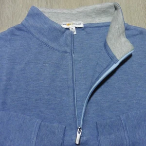 PETER MILLAR Mens M MEDIUM PULLOVER BLUE FREESIA CROWN COMFORT 1/4 ZIP POLO - Picture 1 of 14
