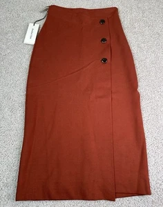 Aritzia Babaton Billy Midi Pencil Button Skirt Cider Gold • Size 0 - New - Picture 1 of 10