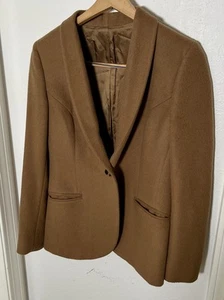 KUNA Peruvian Baby Alpaca Brown Shawl Collar Blazer Jacket Womens 42 Old Money - Picture 1 of 7