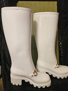 NEU Gucci Regenstiefel weiß Gummi HorseBit Größe 5/35 - Bild 1 von 7