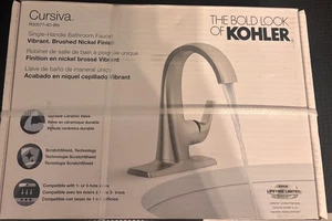 Grifo de baño KOHLER Cursiva de una sola manija de un solo orificio, níquel cepillado vibrante - Imagen 1 de 2