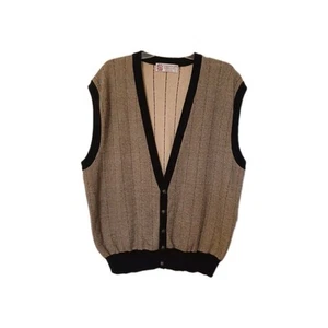 Slazenger Mens Golf Vest Sz L Gray/Black VTG 100% Cotton - Picture 1 of 8