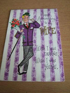 Tarjeta de felicitación emergente de aniversario vintage a mi esposa Raphael Tuck - Imagen 1 de 5