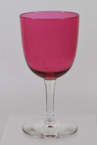 Beautiful Vintage Cranberry Drinking Glass ~ Clear Stem #2 - Picture 1 of 1