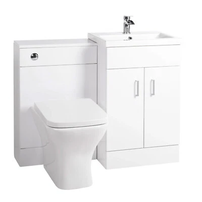 Nes Home Bathroom 1000mm Floor Standing White Vanity, Basin & BTW Rimless Toilet