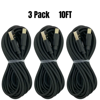 10Ft Braided Fast Charger Cable For iPhone 8 XR 11 12 14 iPad Charging Data Cord - Image 1 of 4
