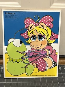 1983 MISS PIGGY & KERMIT wooden puzzle Playskool Cat's Cradle Muppets - Picture 1 of 4
