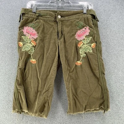 Gadzooks Womens Bermuda Shorts Medium M W31 Corduroy Green Adjustable Waist - Image 1 of 4