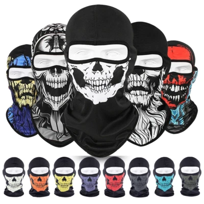 Balaclava Ghost Printed Tactical Skull Full Face Mask UV Protection Ski Sun Hood - Image 1 of 4