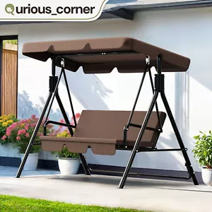 3 Person Outdoor Hanging Chair Waterproof Patio Swing Hammock Adjustable Canopy - Picture 1 of 9