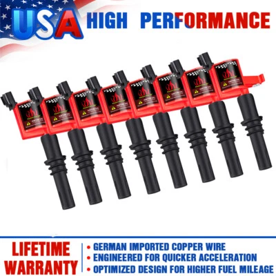 8 Pack Ignition Bobinas For Ford F-150 PICKUP 4.6L 5.4L 2004 2005 2006 2007 2008 - Image 1 of 4