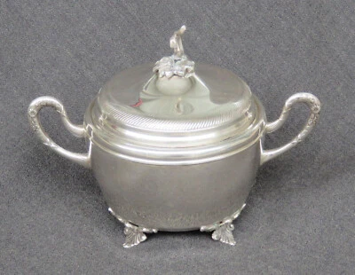 ANTIQUE 1819 ITALIAN SOLID 800 SILVER FOOTED HANDLED LIDDED SUGAR BOWL JAR ITALY - Image 1 of 4