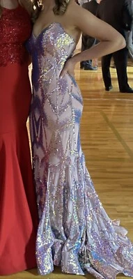 Jovani Dress, Iridescent Pink, Blue, Purple, Sequins - Image 1 of 4