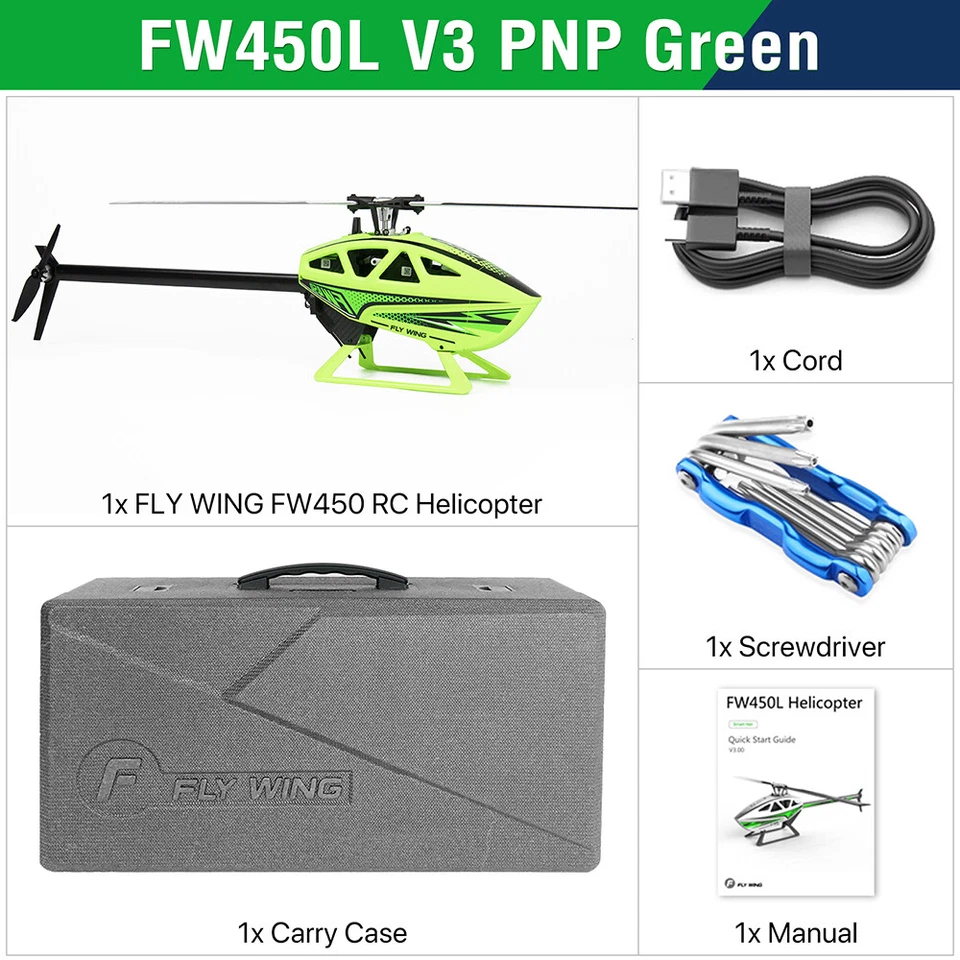 Fly Wing FW450L V3 6CH GPS 3D Hovering H1 Flight Control RC RTF/BNF Helicopter - Image 1 of 4
