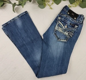 Vintage Y2K Miss Me Bootcut Low Rise Blue Denim Jeans Gr. 27 Bling - Bild 1 von 13