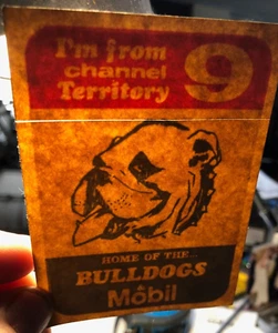 1960'S CHANNEL NINE & MOBIL HOME OF BULLDOGS SANFL Football Sticker VERY RARE - Picture 1 of 2