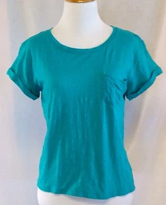 American Rag Cie Short Blue Top Shirt Womens Size S Short Sleeve Chest Pocket - Picture 1 of 6