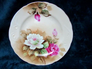 Vintage LEFTON China Hand Painted 7 1/4" Plate NE 1882 Roses Pattern - Picture 1 of 5