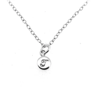 Buchstabe T Initiale Halskette klein 6 mm personalisiert Scheibe Anhänger Sterlingsilber - Bild 1 von 4