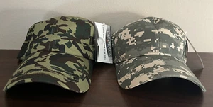 Set of 2 New Army Hunting Camo Adjustable Cap Camouflage Baseball Hat Snapback - Picture 1 of 3