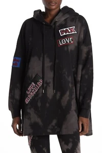 $595 Authentic LOVE MOSCHINO Women's Oversized Tie-Dye Patch Hooded Sweater M - Picture 1 of 2