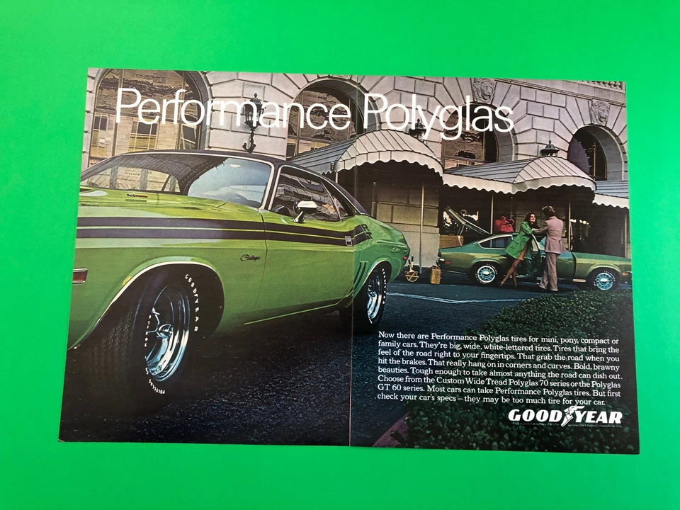 DODGE CHALLENGER GOODYEAR ORIGINAL VINTAGE PRINT AD ADVERTISEMENT PRINTED - Image 1 of 1