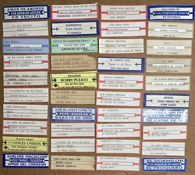 JUKEBOX VINYL 45 RPM LOT OF 40 TITLE STRIP LABELS IN SPANISH - Image 1 of 4