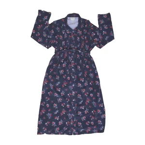*VINTAGE* Size LARGE - The Vermont Country Store Dress Navy Floral Corduroy RARE - Picture 1 of 7