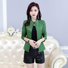 Spring New Ladies Leather Coat Green Women's Short Leather Jacket XXS-3XL