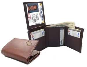 Premium Handcrafted Genuine Men's Flap Top Trifold Wallet Gift Box - Picture 1 of 19