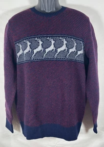 Brooks Brothers Mens Birdseye Deer Wool Blend Sweater Crew Neck Size LARGE - Picture 1 of 4