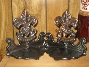 Boy Scout First Class Emblem Bronze Bookends,   1940s    #0319 - Picture 1 of 2