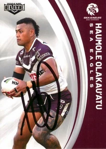 Signed 2024 Manly Sea Eagles NRL TLA Elite Card - Haumole Olakau'atu - Picture 1 of 3