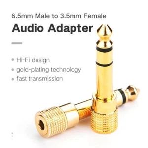Gold 6.3mm Male Plug to 3.5mm Female Jack Stereo Audio Adapter Home P5R5 - Picture 1 of 12